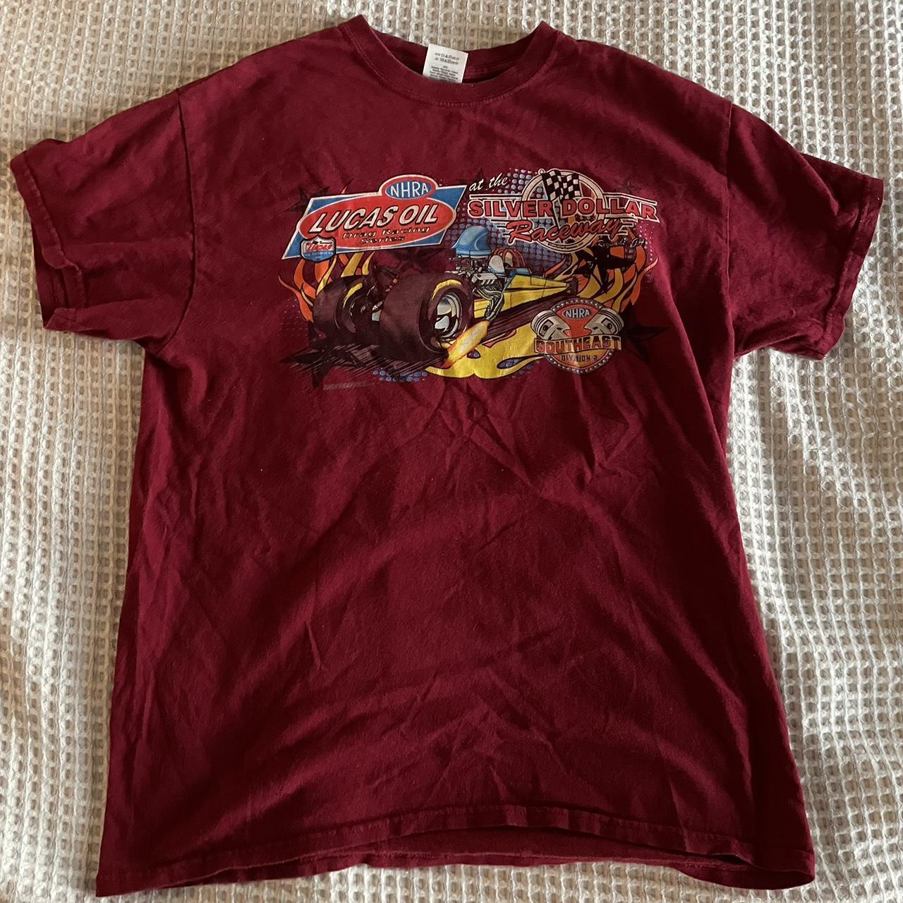 Red Men’s M race car graphic tee Depop
