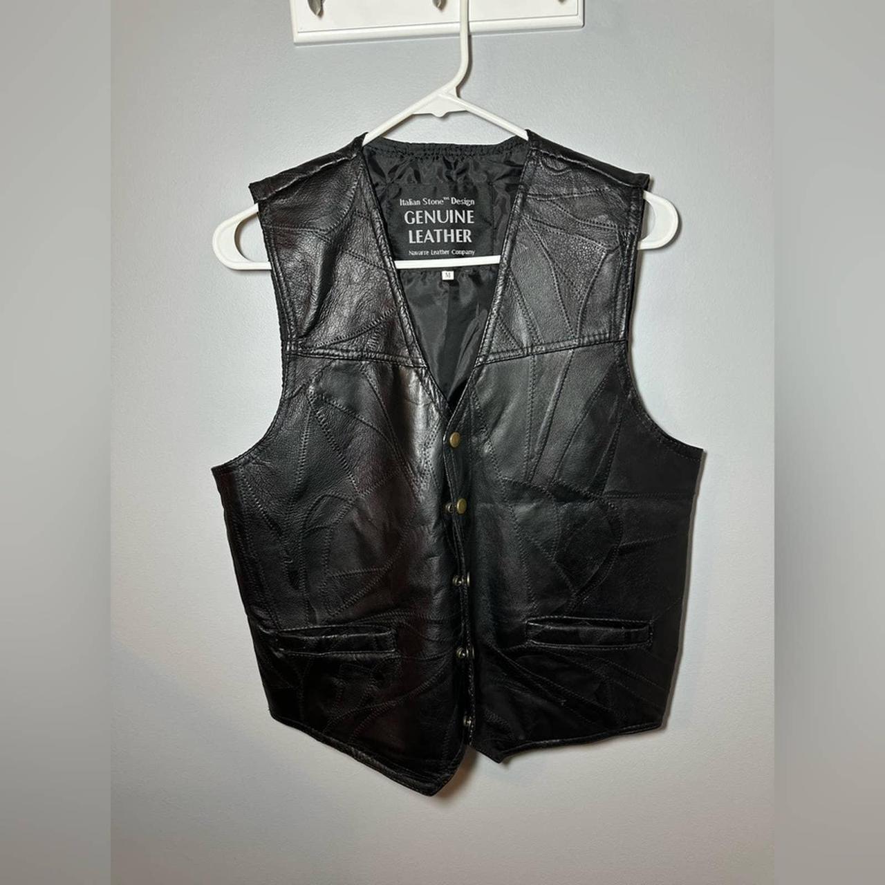 Vintage 1980s Mens Patchwork Black Genuine Leather... - Depop