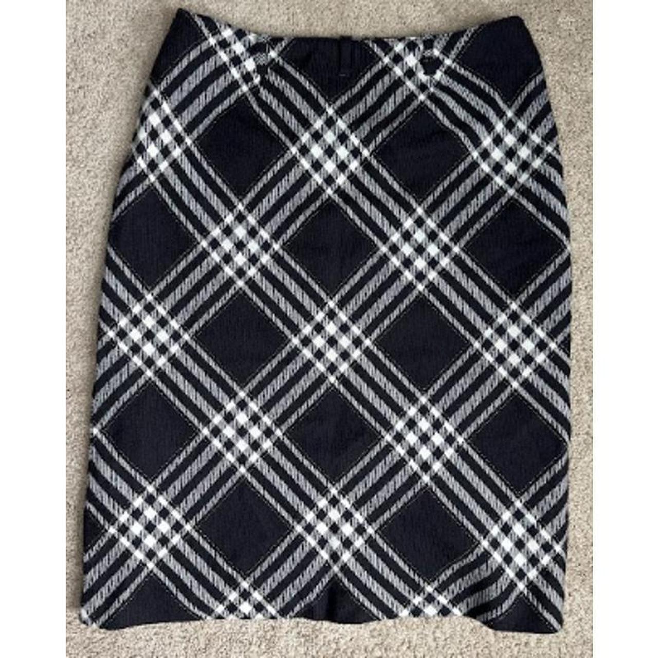 Black and white tartan pencil outlet skirt