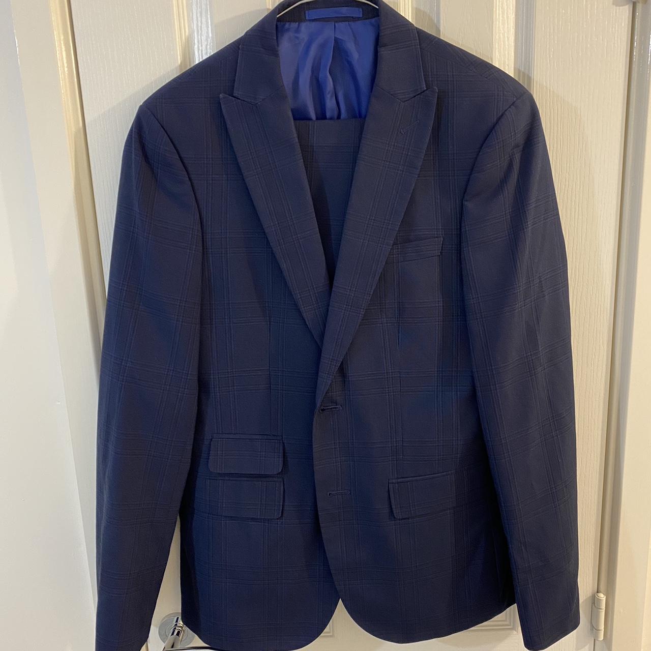 Moss Bros Navy Skinny Fit 2 Piece Suit Jacket -... - Depop