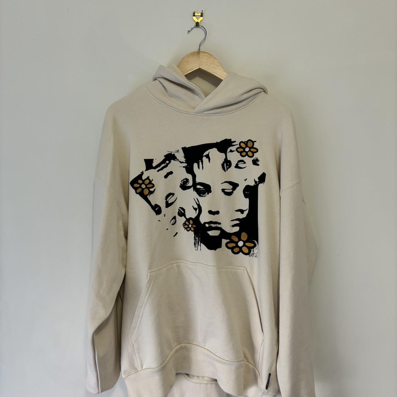 I Love Ugly Floral Faces box Hood off white,