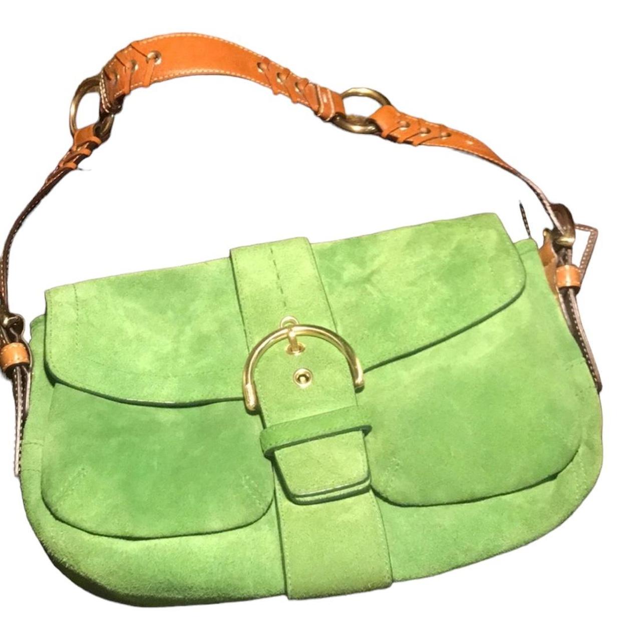 Rare Color SoHo Coach Suede Green Bag Like new | Depop