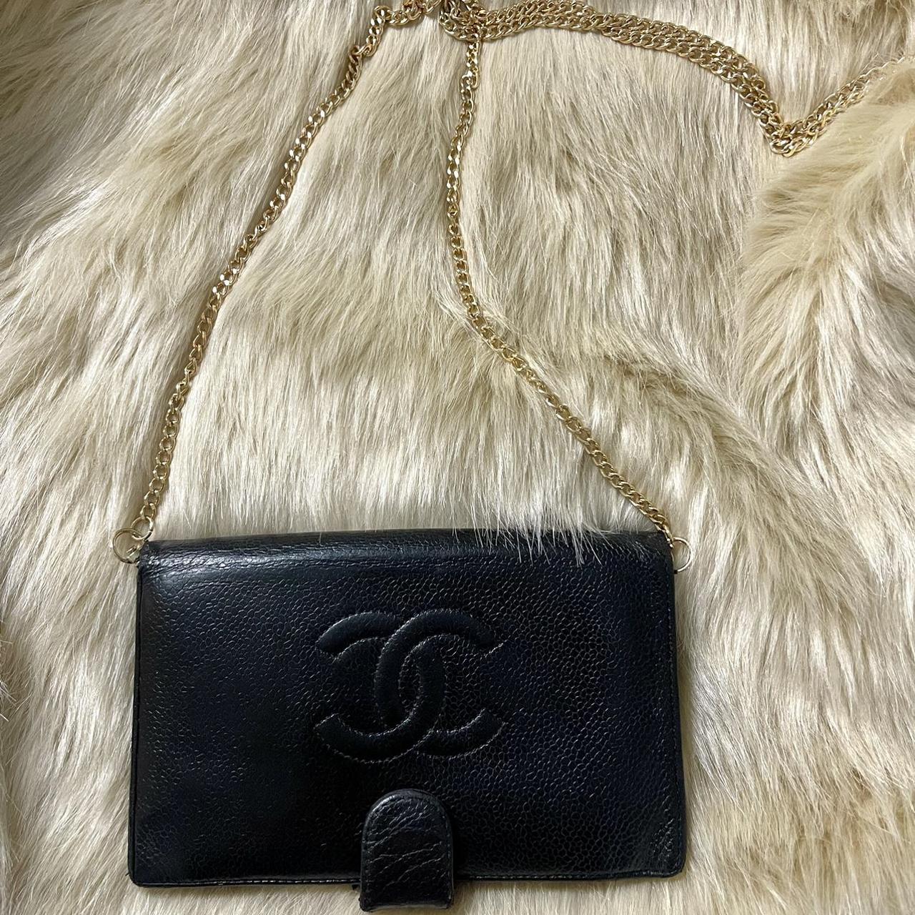 CHANEL Caviar Handbag Top Handle Bag Kelly Black Flap Leather Gold k75 in  2023