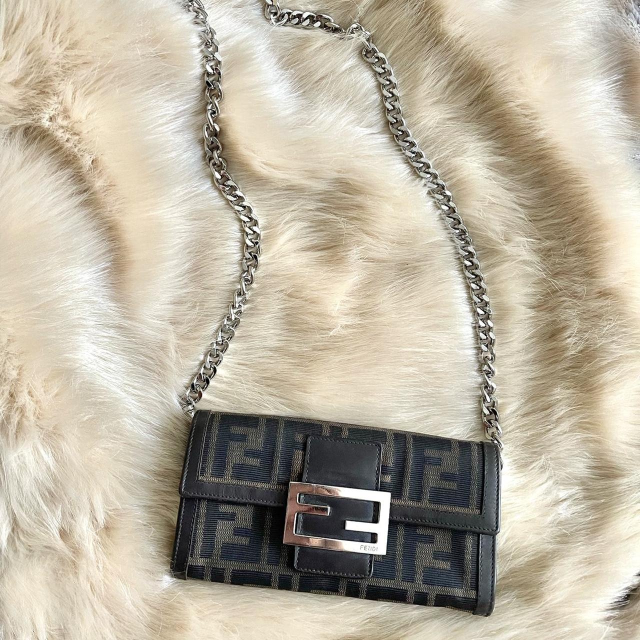 F is Fendi Wallet on Chain. Zucca Embossed - Depop