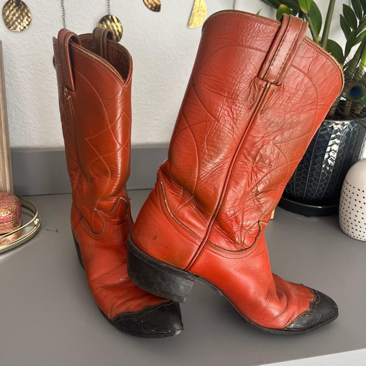 red cowboy boots square toe