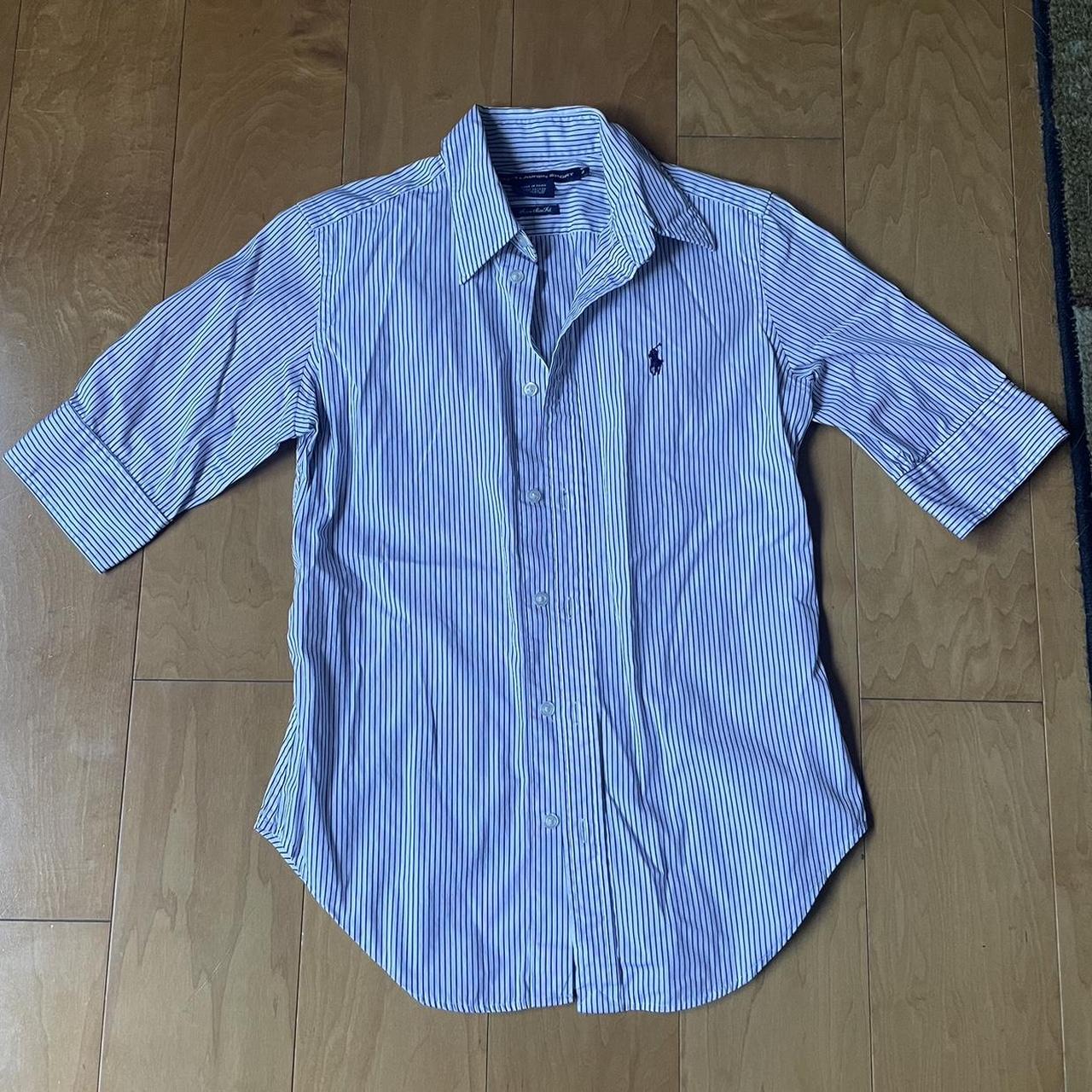 Ralph Lauren Blue and White Striped Button Down Shirt