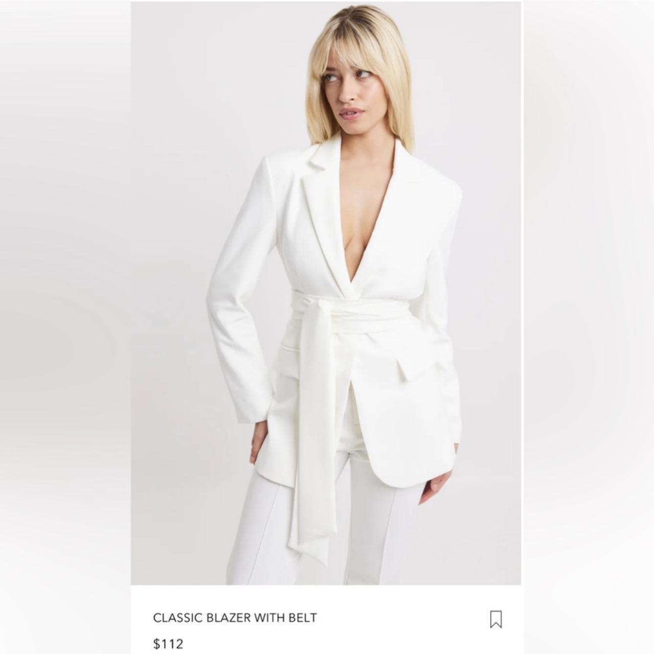 Because of alice white blazer with belt depop