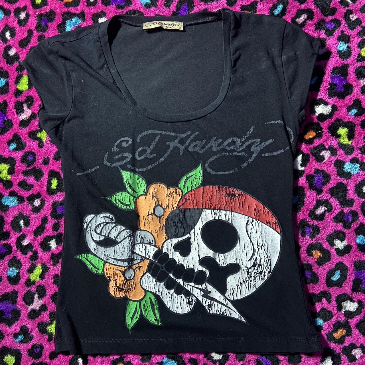 Medium Ed Hardy Pirate Skull T-Shirt Only worn a... - Depop