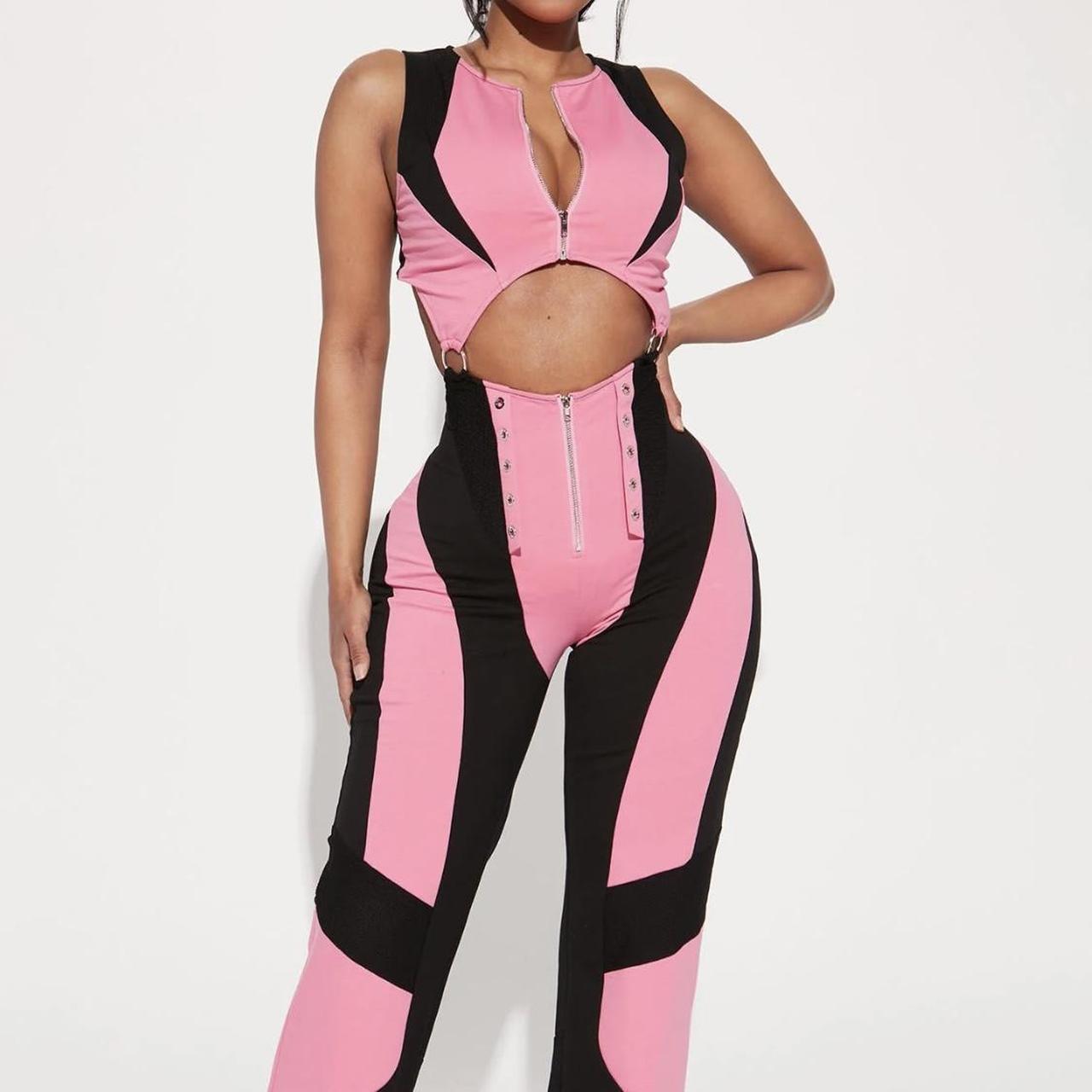 Rolling Up Jumpsuit Fashionnova Pink And Black Brand Depop 9831