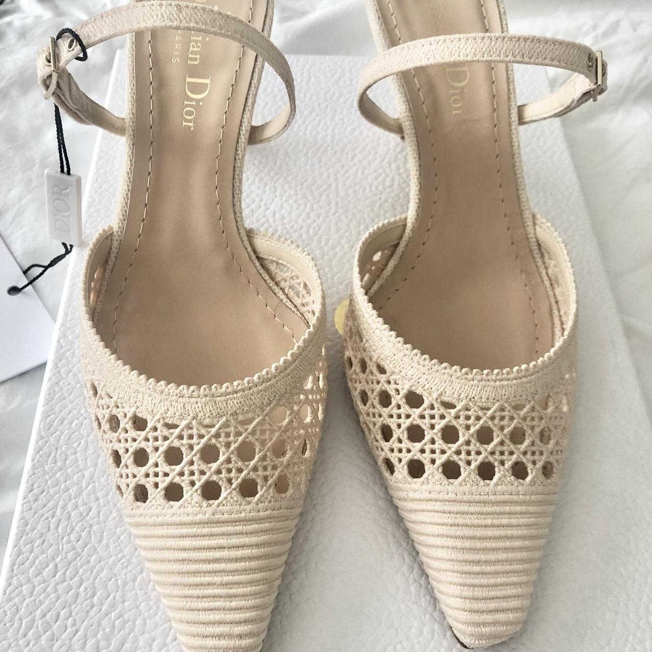 Dior Capture Heeled Mule Cream Mesh Cannage | Depop