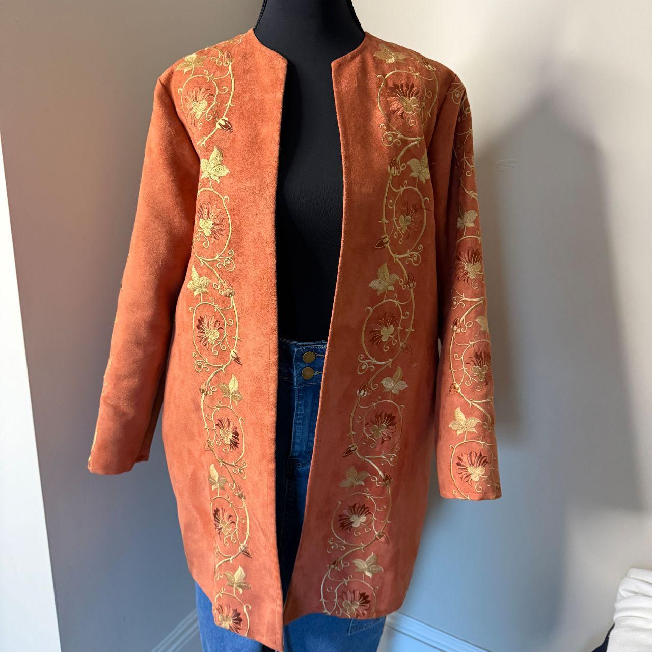 Source Unknown Women's Duster Jacket - Orange/Bro… - image 1