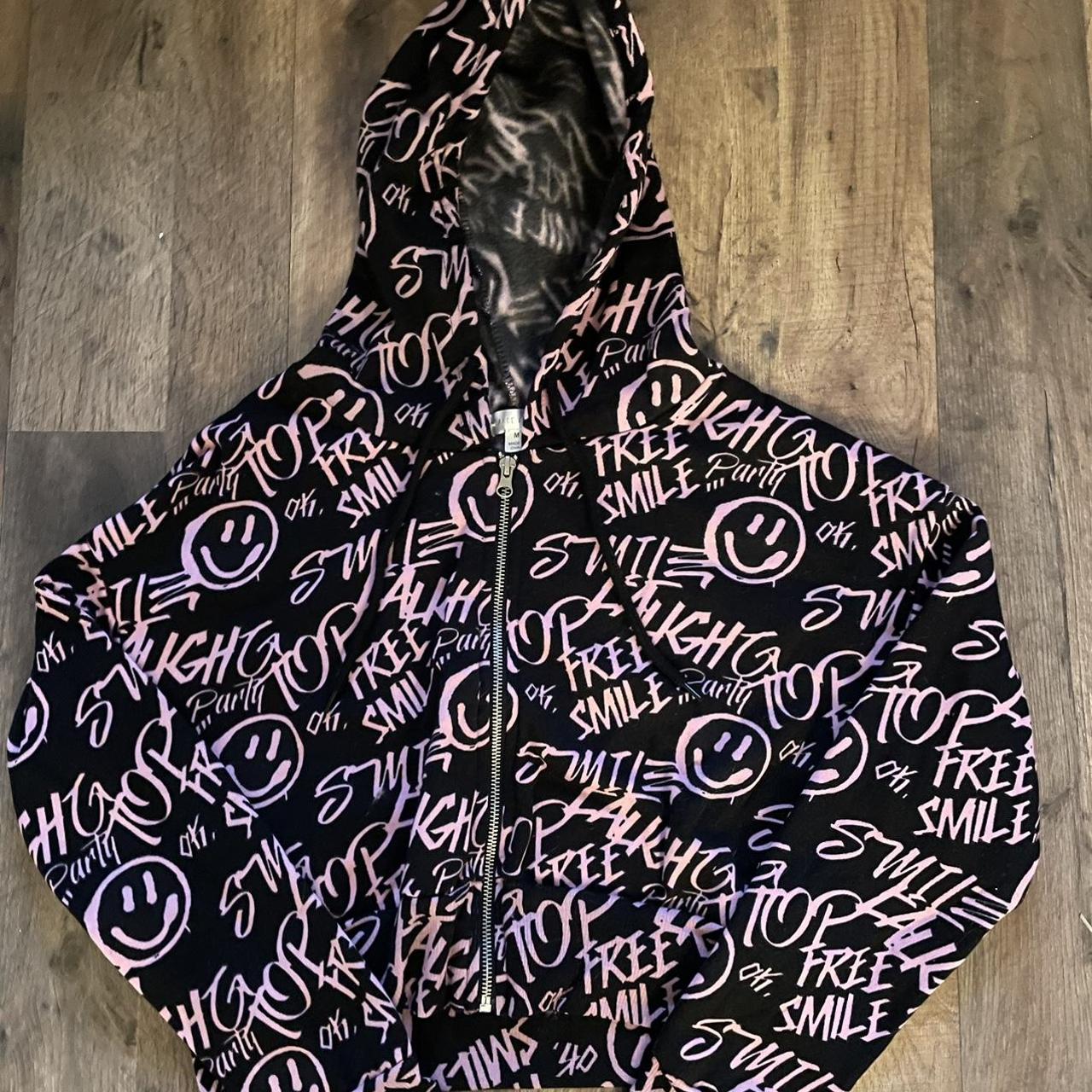 Medium, Cropped black & pink jacket. Soft and... Depop