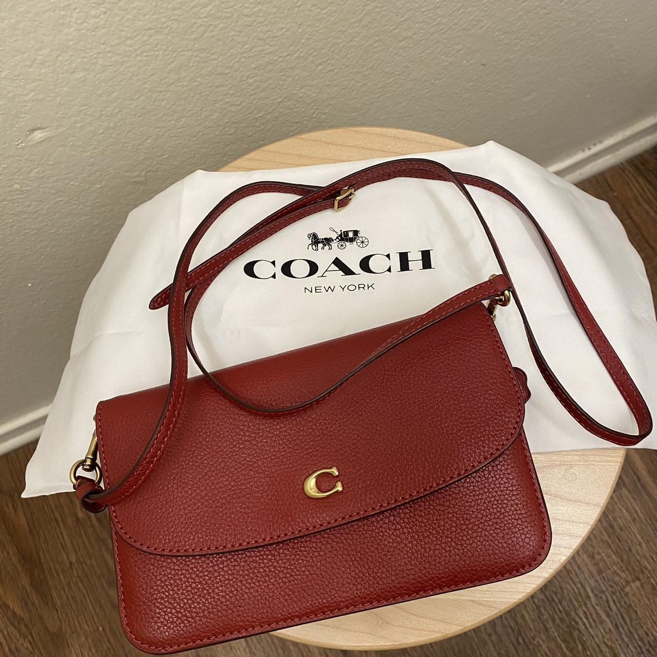 Red Coach crossbody bag with heart quilting on front - Depop