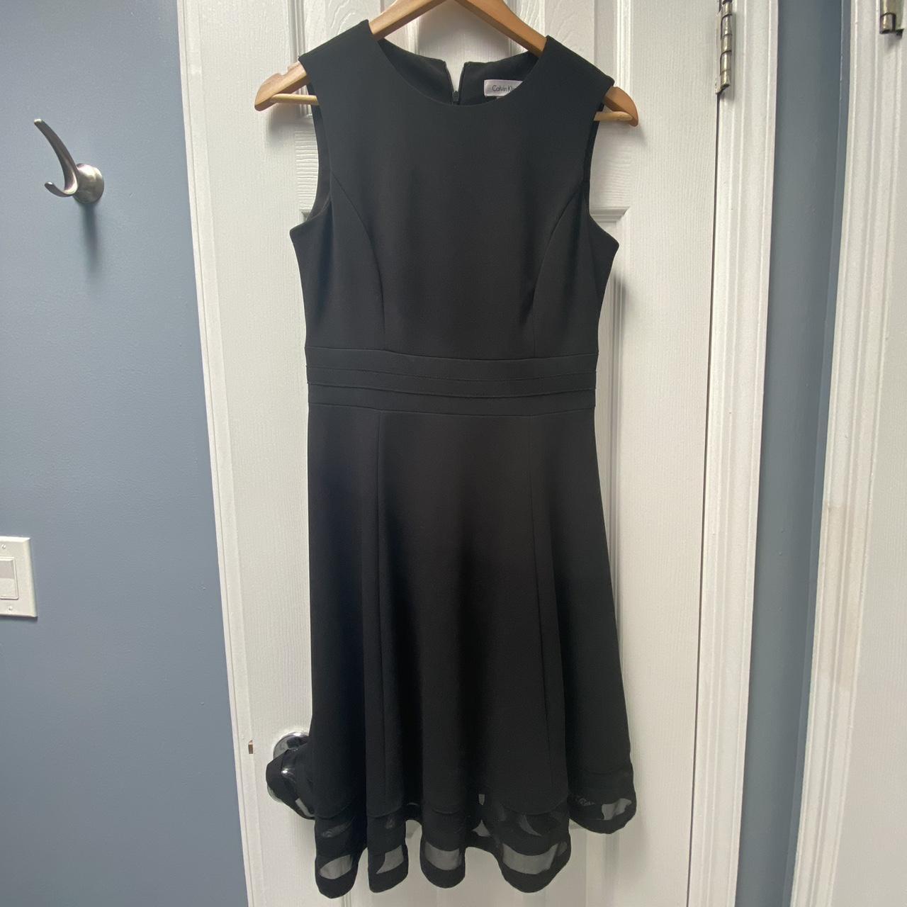 formal black dress from calvin klein -knee... - Depop