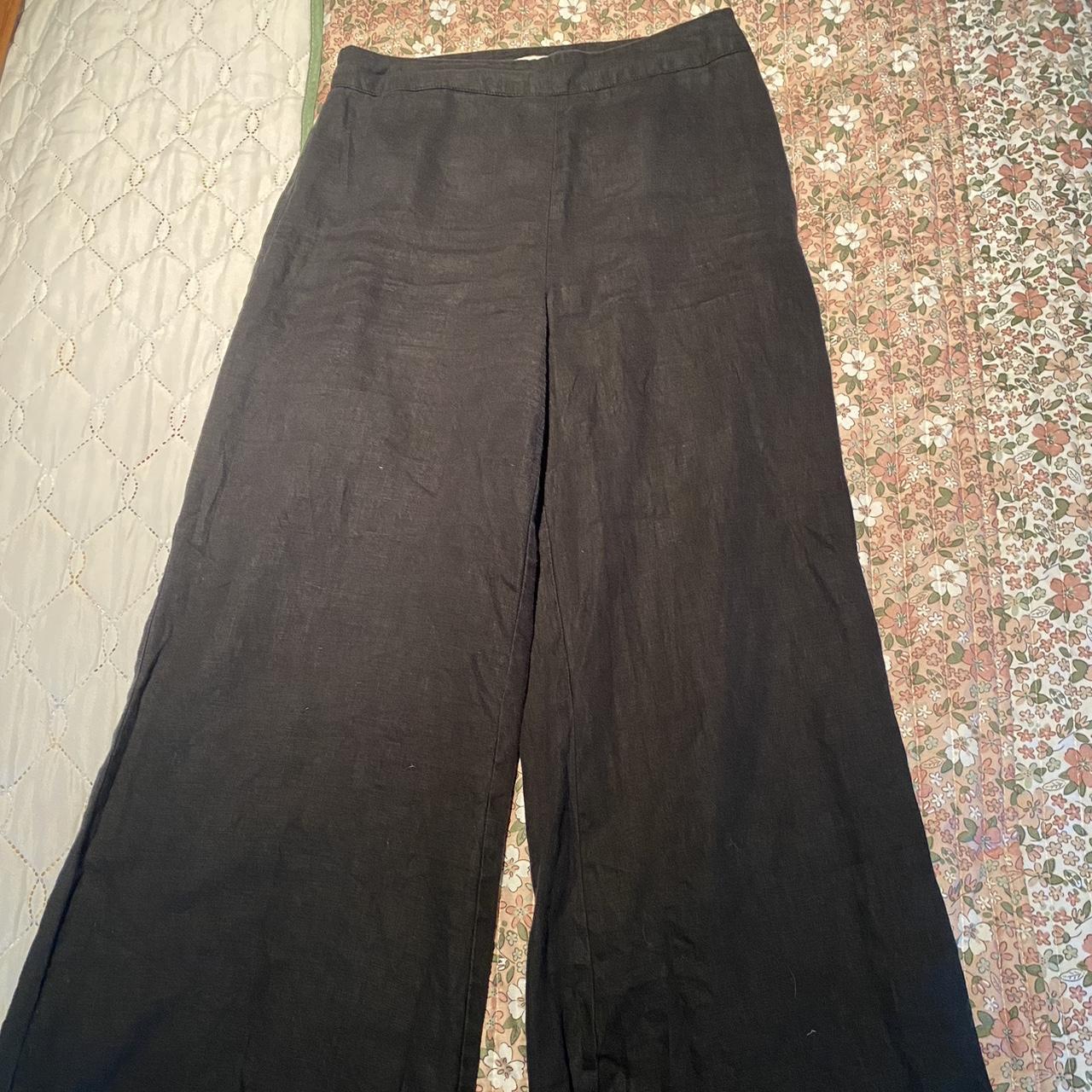 Dissh black linen wide leg pants Slight damage near... - Depop