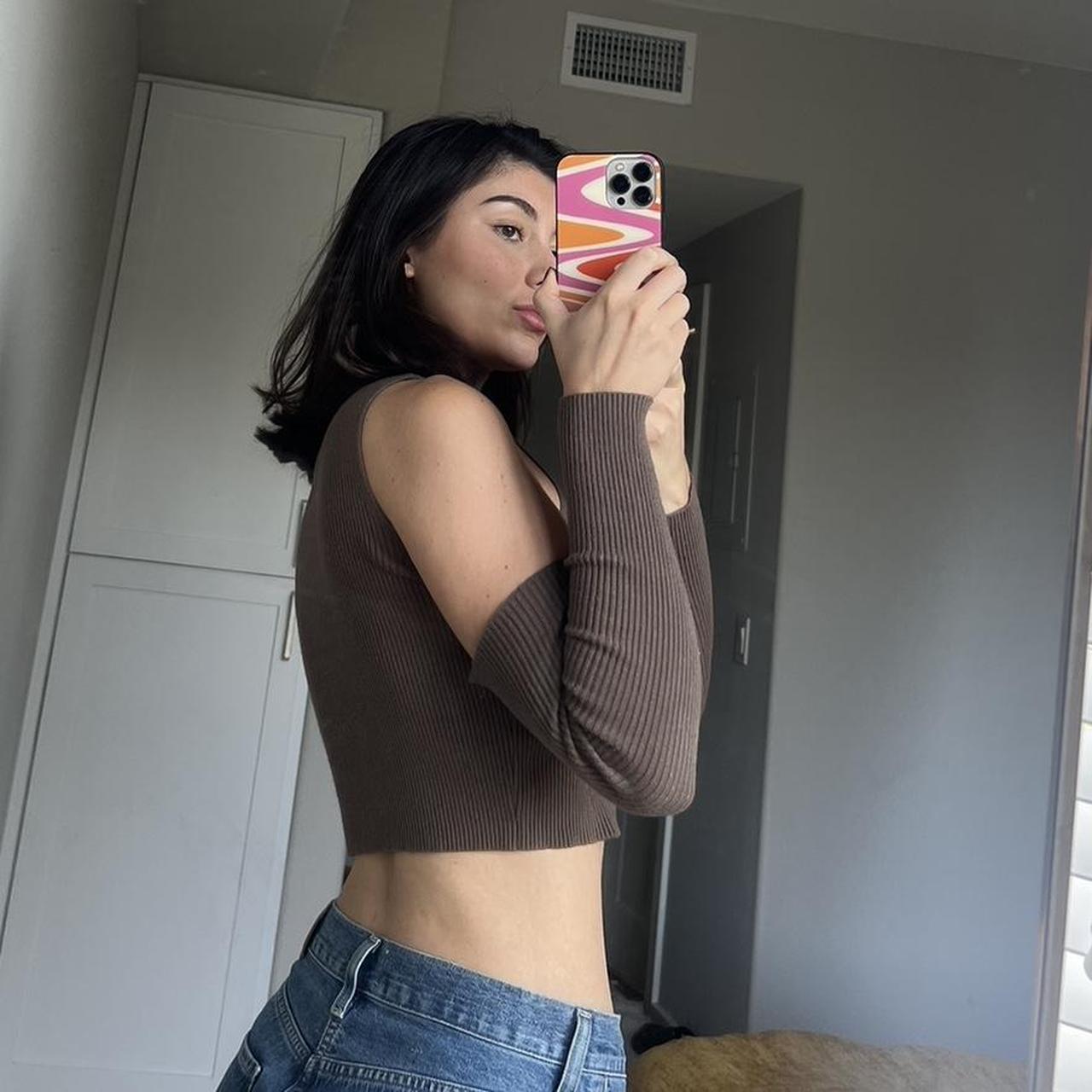 Subdued Brown Crop Top Only worn a few times - - Depop