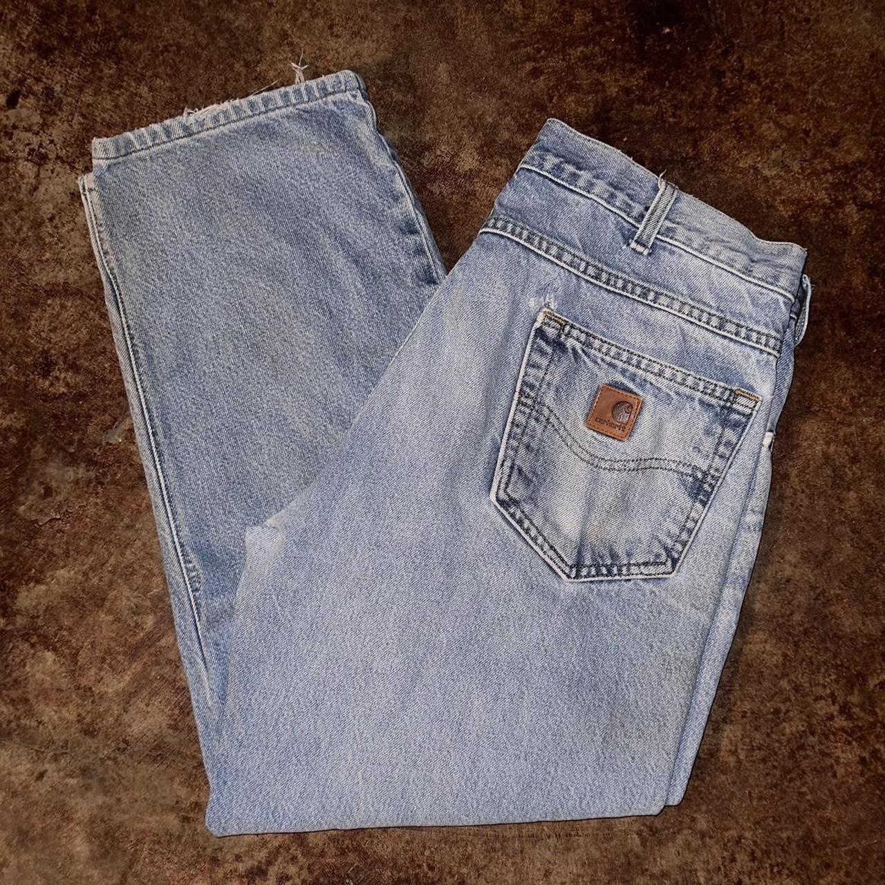 Carhartt Jeans Worn/Repairs Still lots of life in... - Depop