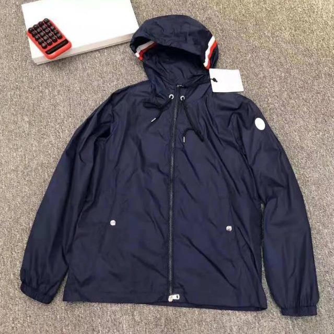 Blue moncler windbreaker for sale comes with all... - Depop