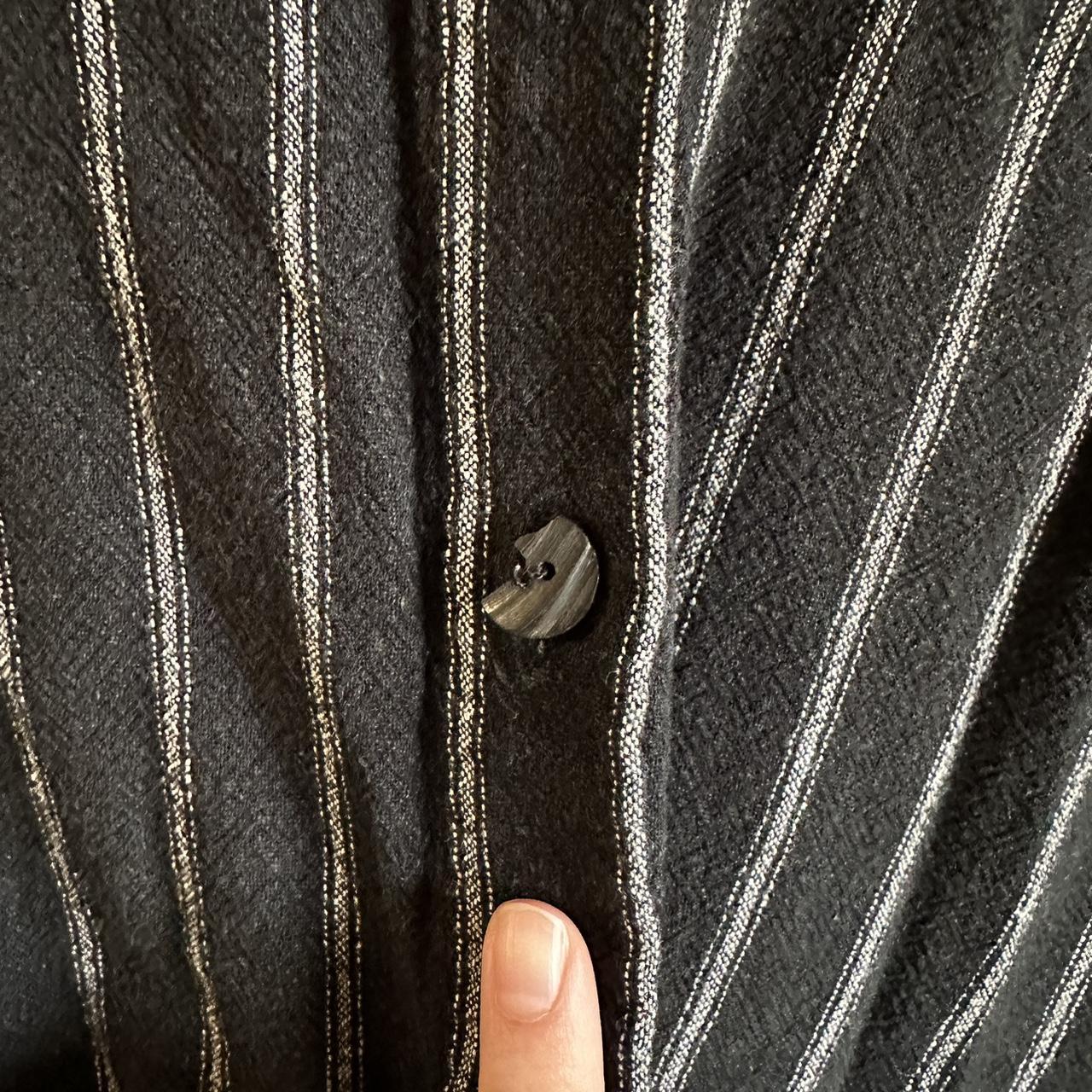 Black and white pinstripe button up. Fits like a... - Depop