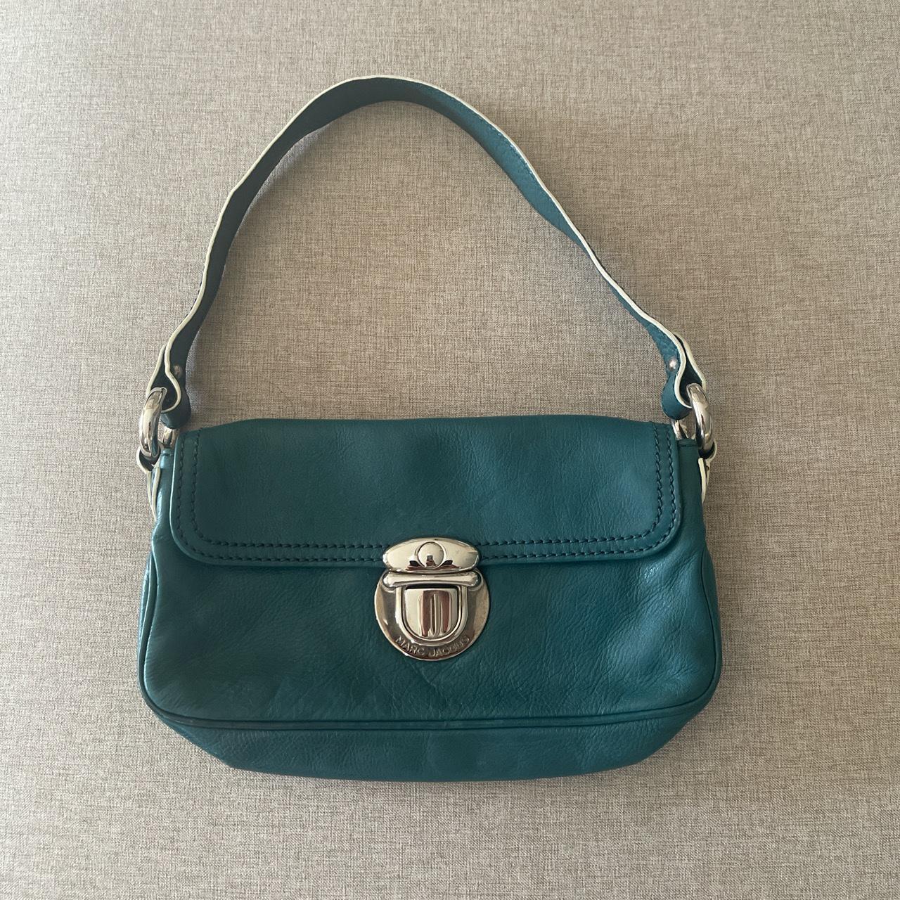 Marc Jacobs Y2k Small Shoulder Bag Teal Leather Made - Depop