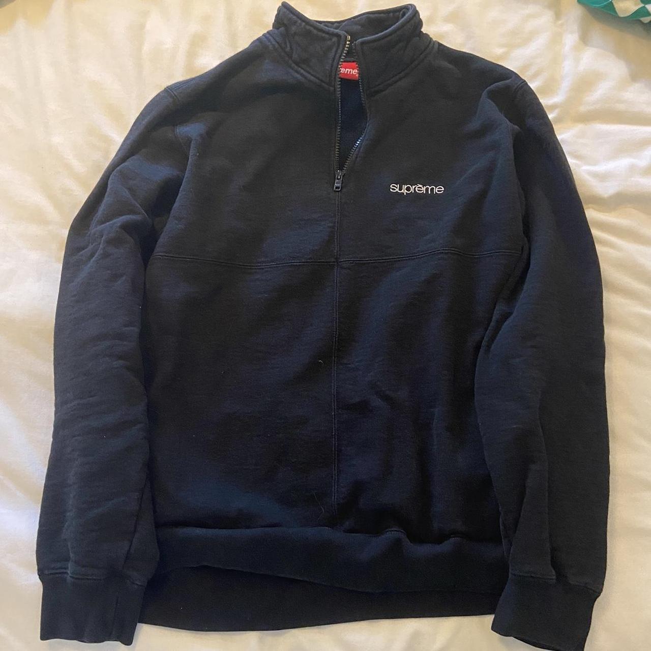 Supreme color blocked outlet half zip sweatshirt black