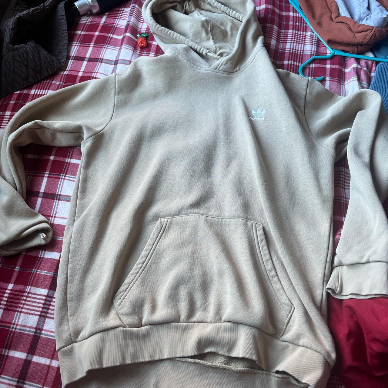 Tan adidas hoodie, no visible stains, no rips or... - Depop