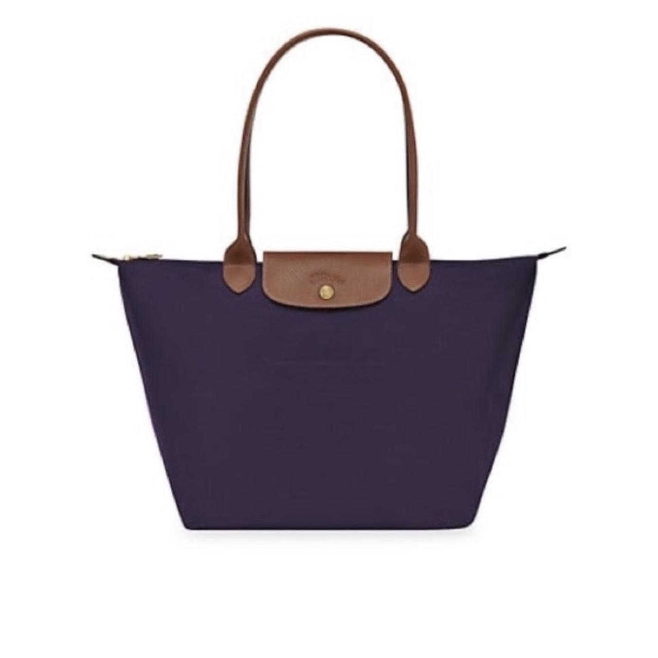 Classic Longchamp tote in eggplant Small hole in... - Depop