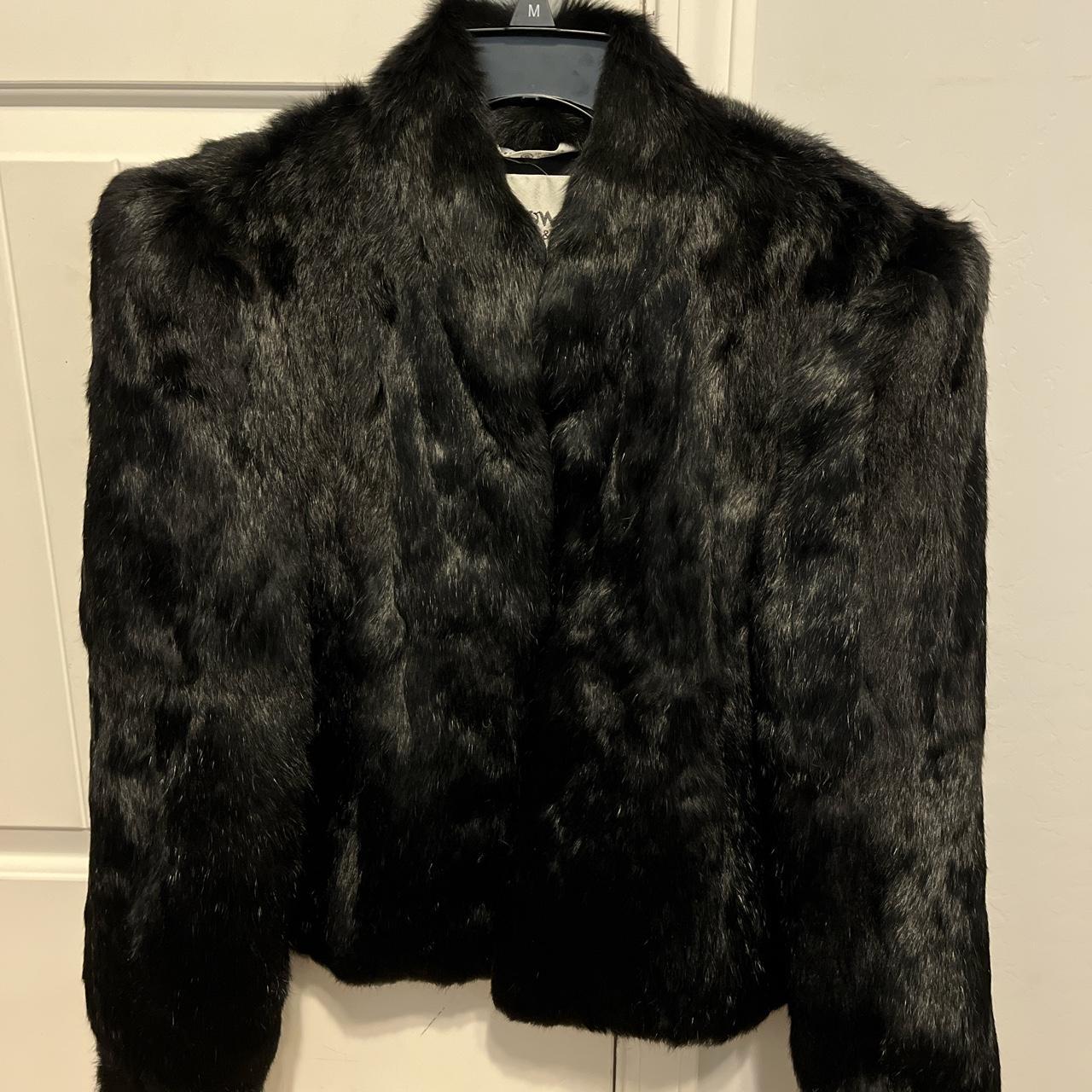 Black Wilson’s faux fur suede & leather coat - Depop