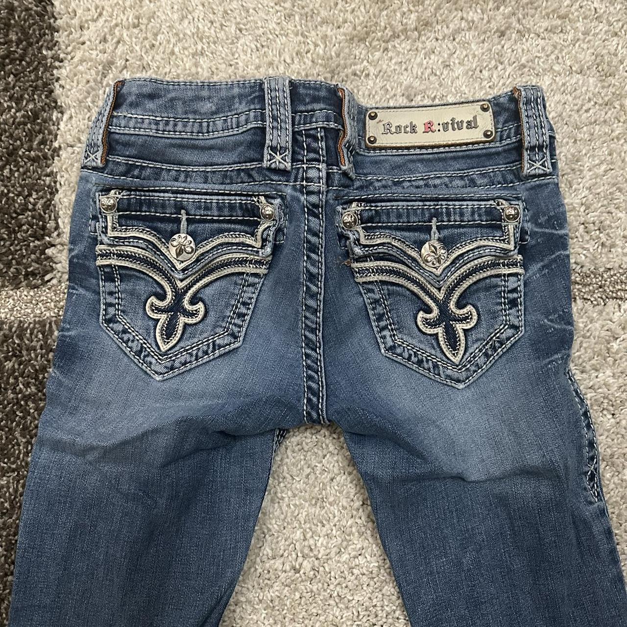 Rock revival low rise skinny jeans Size 25, stretchy... - Depop