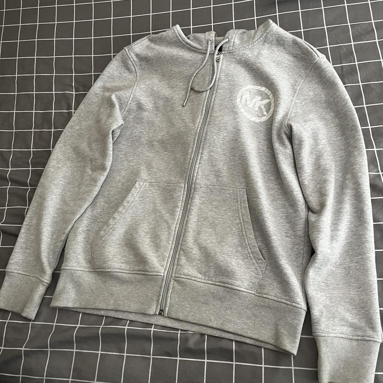 Men s grey michael kors Zip up hoodie Size M Depop