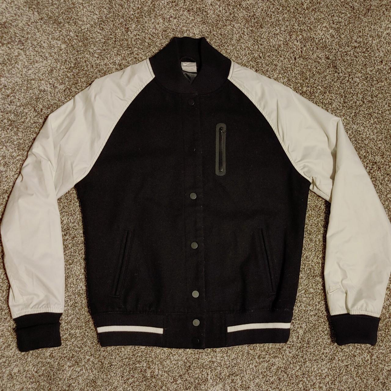 Vintage Y2K Nike men's black/white snap button wool... - Depop