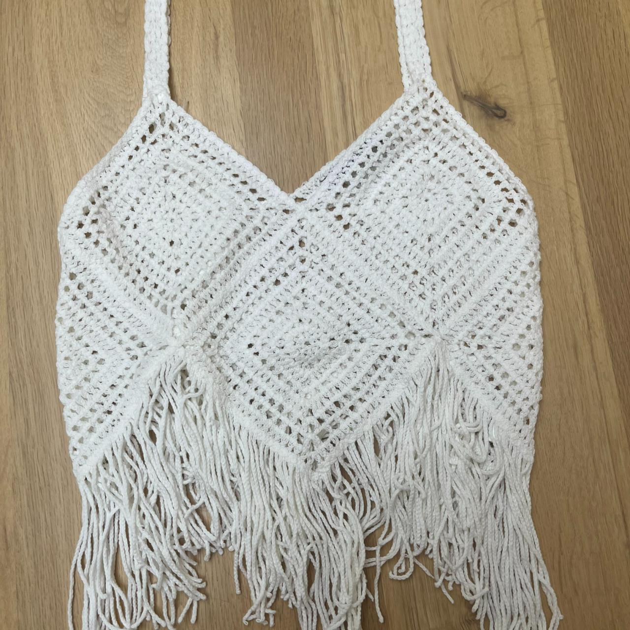 white crochet vest top - Depop
