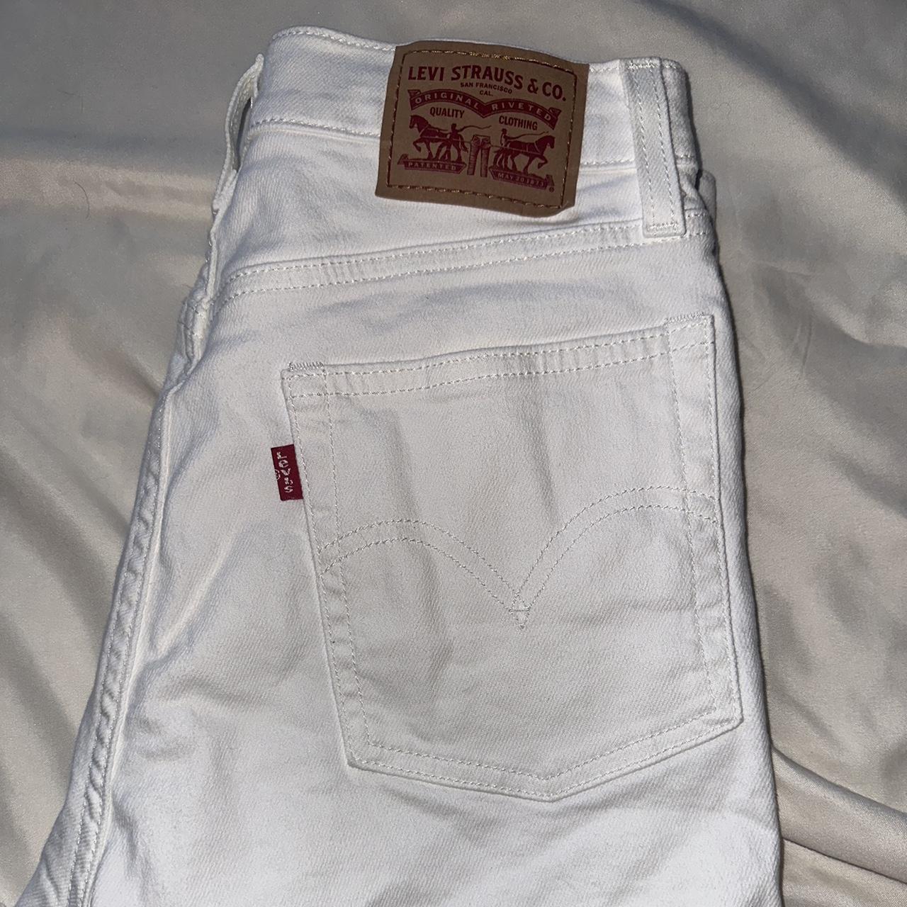 Levi’s white high waisted jean shorts, NEW WITHOUT... - Depop