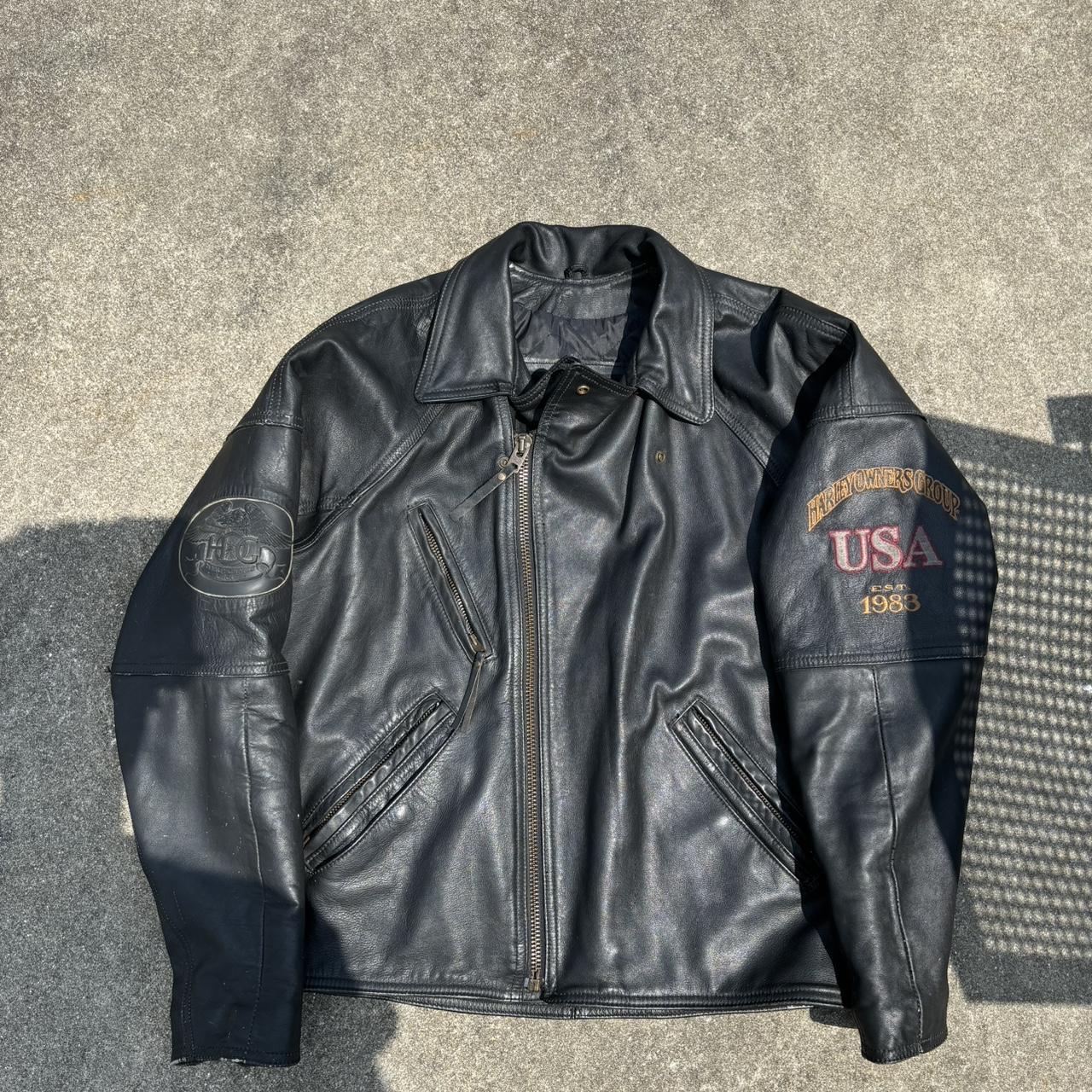 Harley Davidson Owners Group leather jacket in great | Depop
