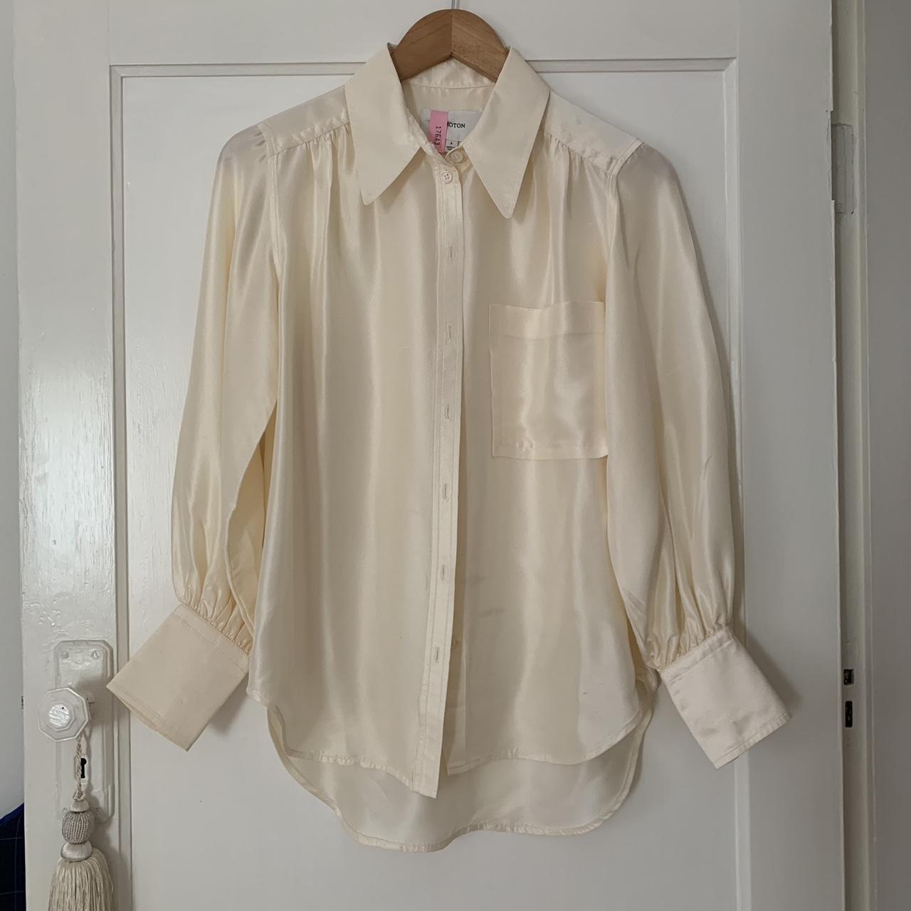Oroton silk shirt. Cream. Size 6. Relaxed fit. A... - Depop