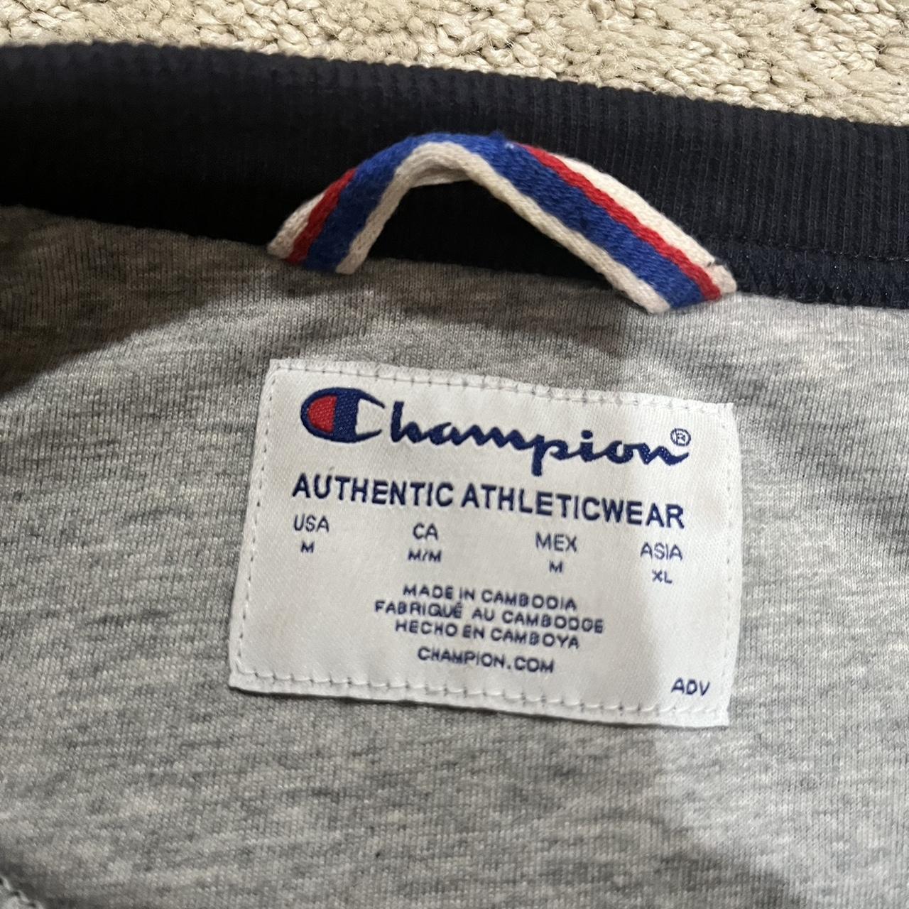 Navy blue champion crewneck size medium. #streetwear - Depop