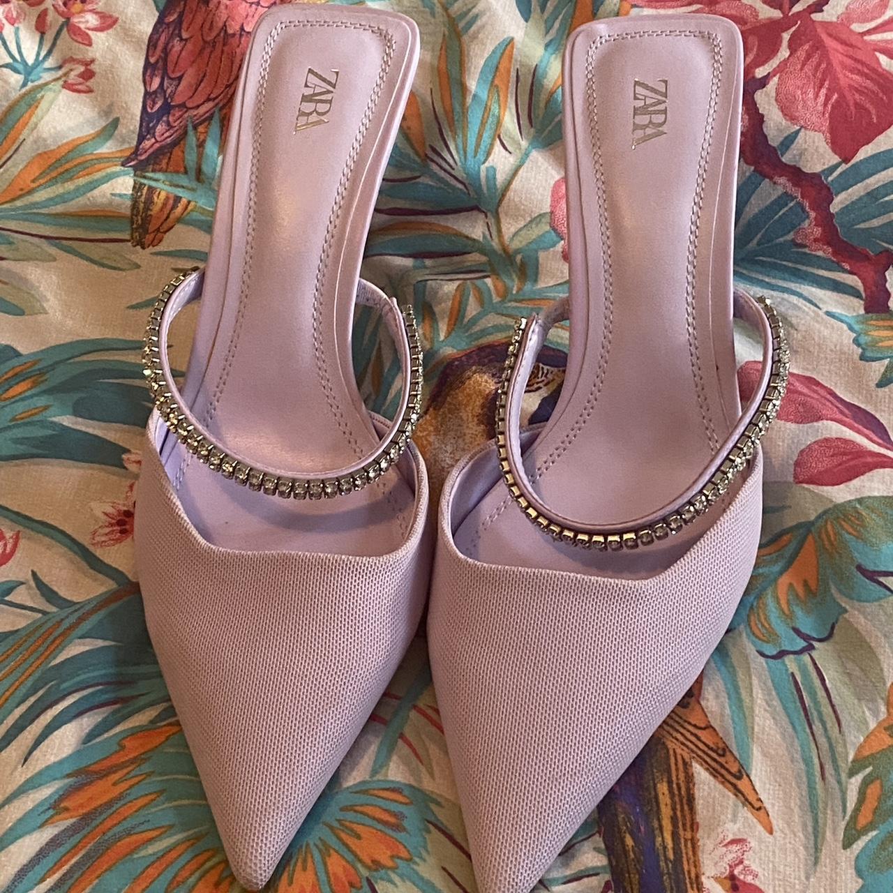 # Zara # lilac # kitten heel # diamanté Brought... - Depop