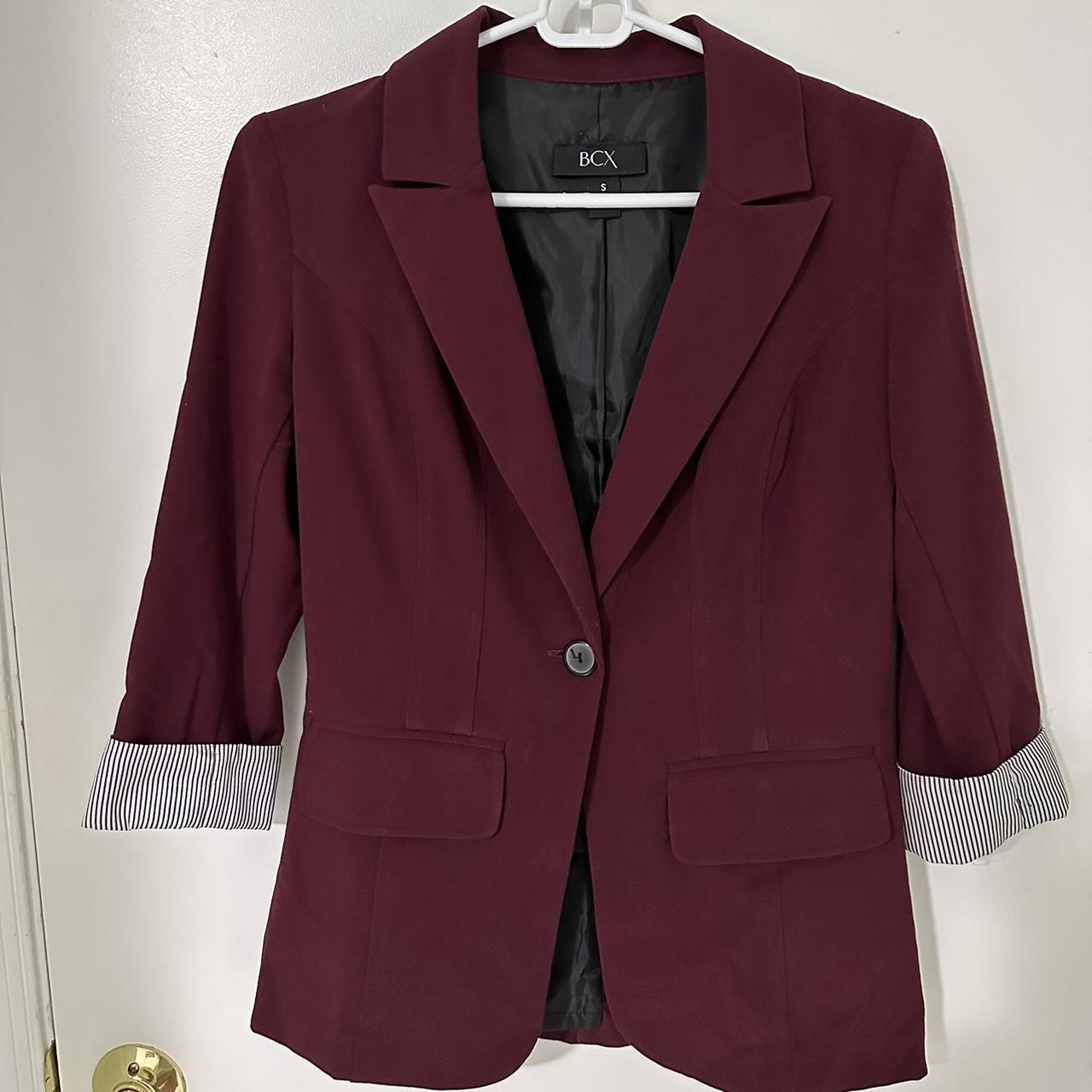 burgundy suit jacket - Depop
