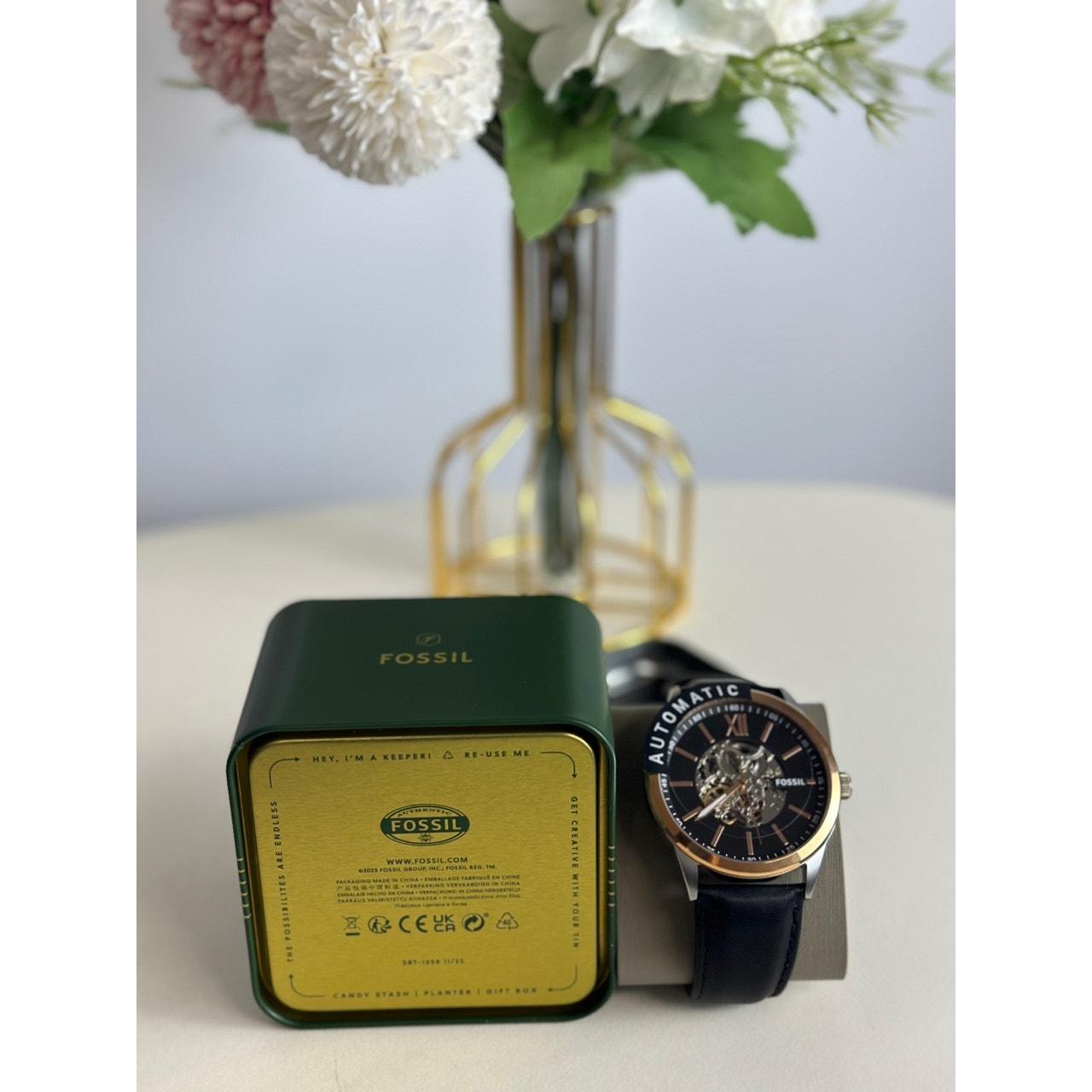 Fossil BQ2383 48mm Flynn Automatic Black Leather. Depop