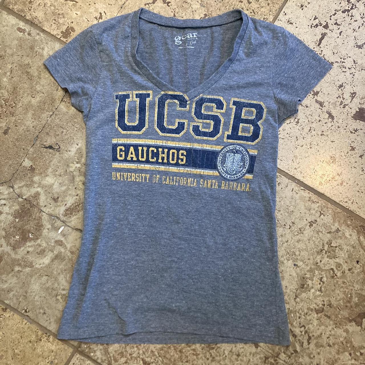 UCSB Gaucho's grey and blue t shirt preppy woman t... - Depop