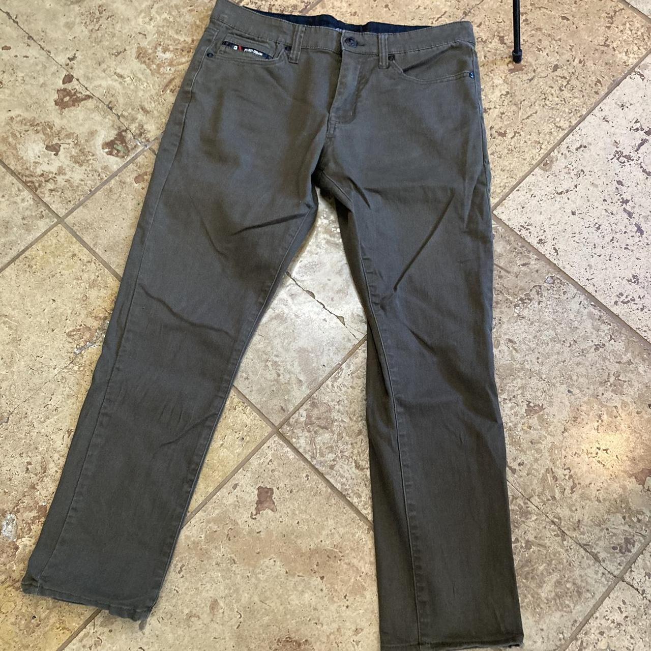 Fried denim green slim fit jeans with a zipper Depop