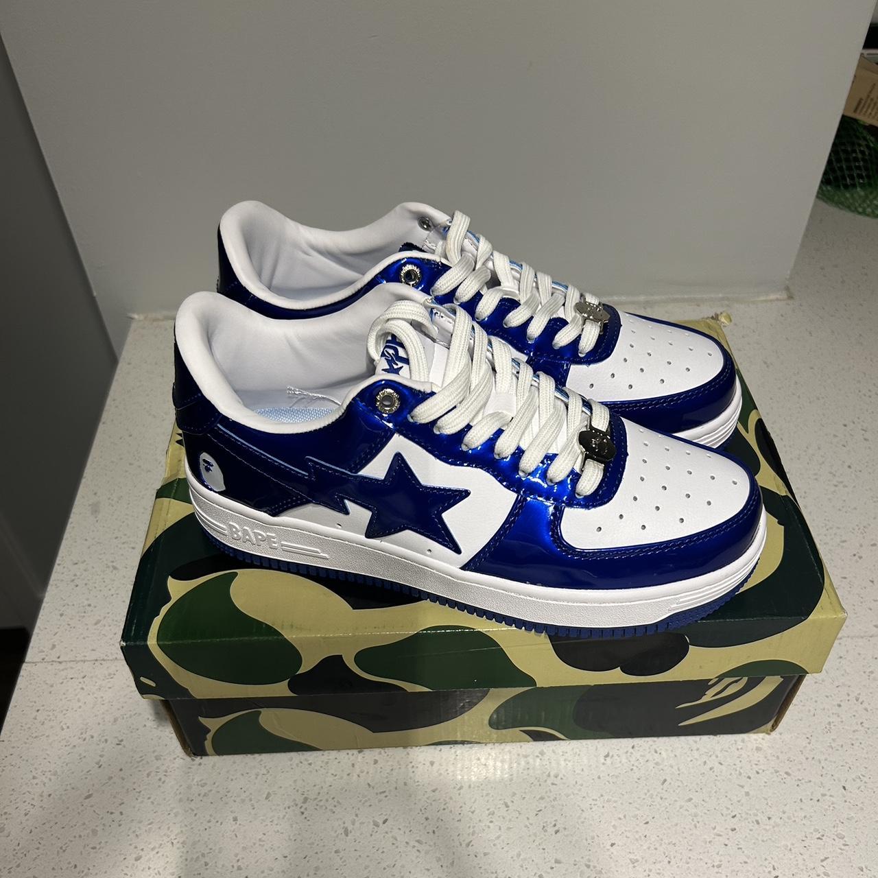 A Bathing Ape Bape Sta Patent Leather Blue White