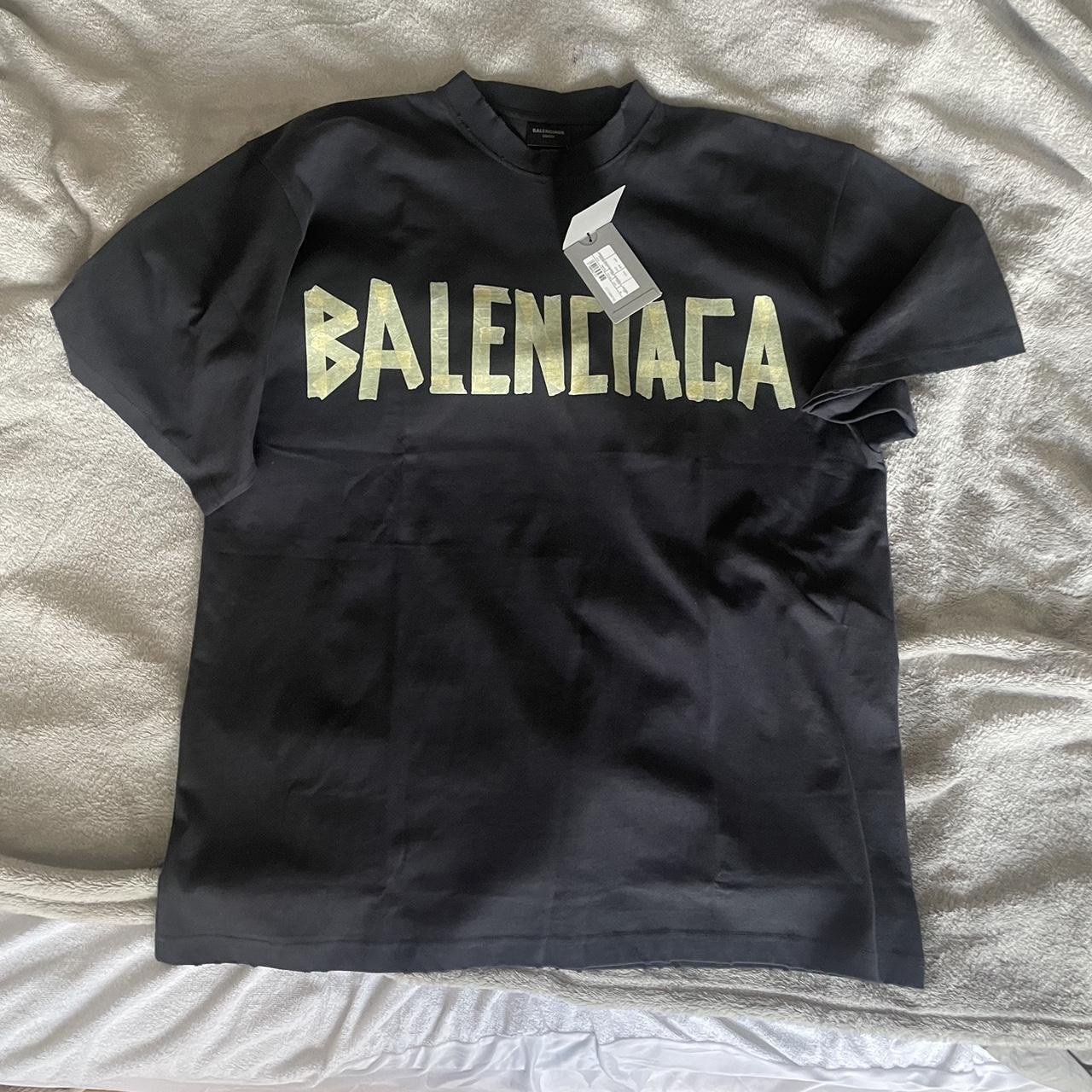 Balenciaga Duct Tape Logo Monogram oversize Black... - Depop