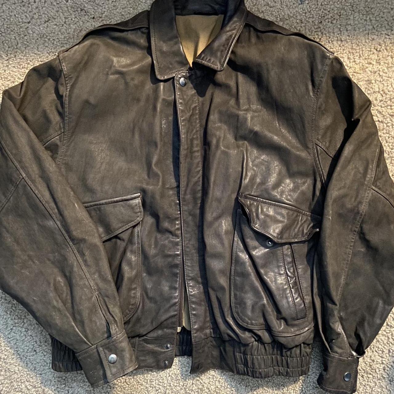 Vintage Oversized Cleveland Browns leather bomber - Depop