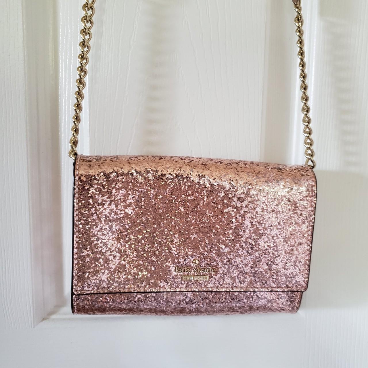 Kate Spade Shimmy Glitter Tote Shoulder Bag Rose Gold Pink + Continental  Wallet - ShopperBoard