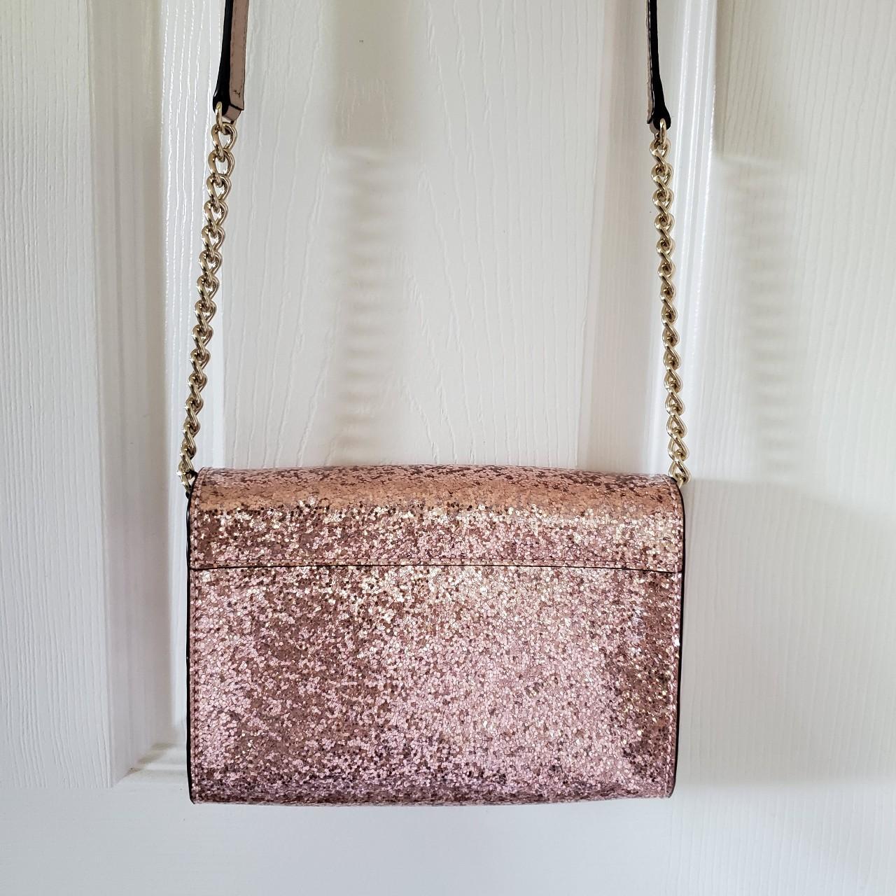 Top Kate Spade sparkly pink/ rose gold crossbody purse