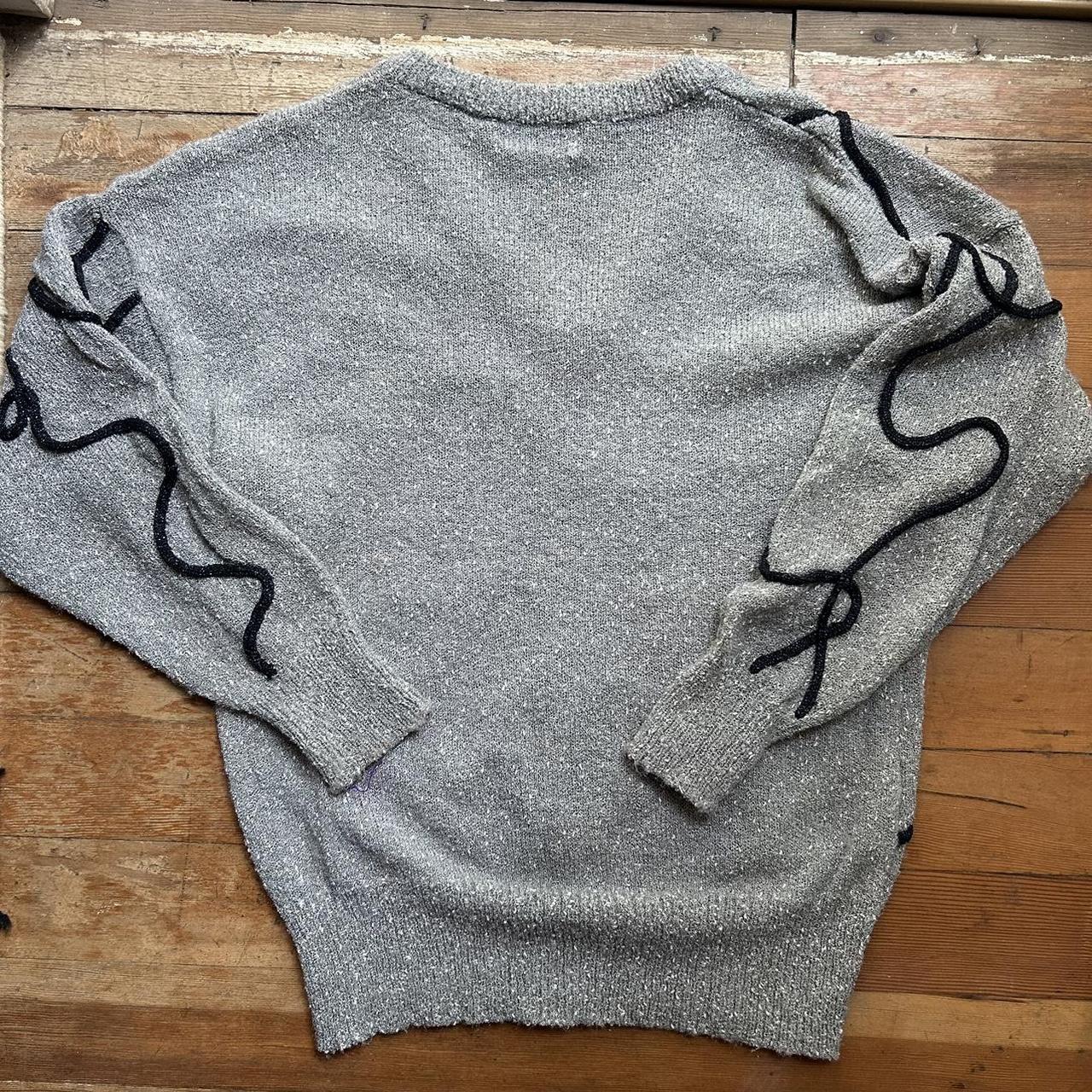 Fantastic silver vintage v-neck sweater bedazzled... - Depop