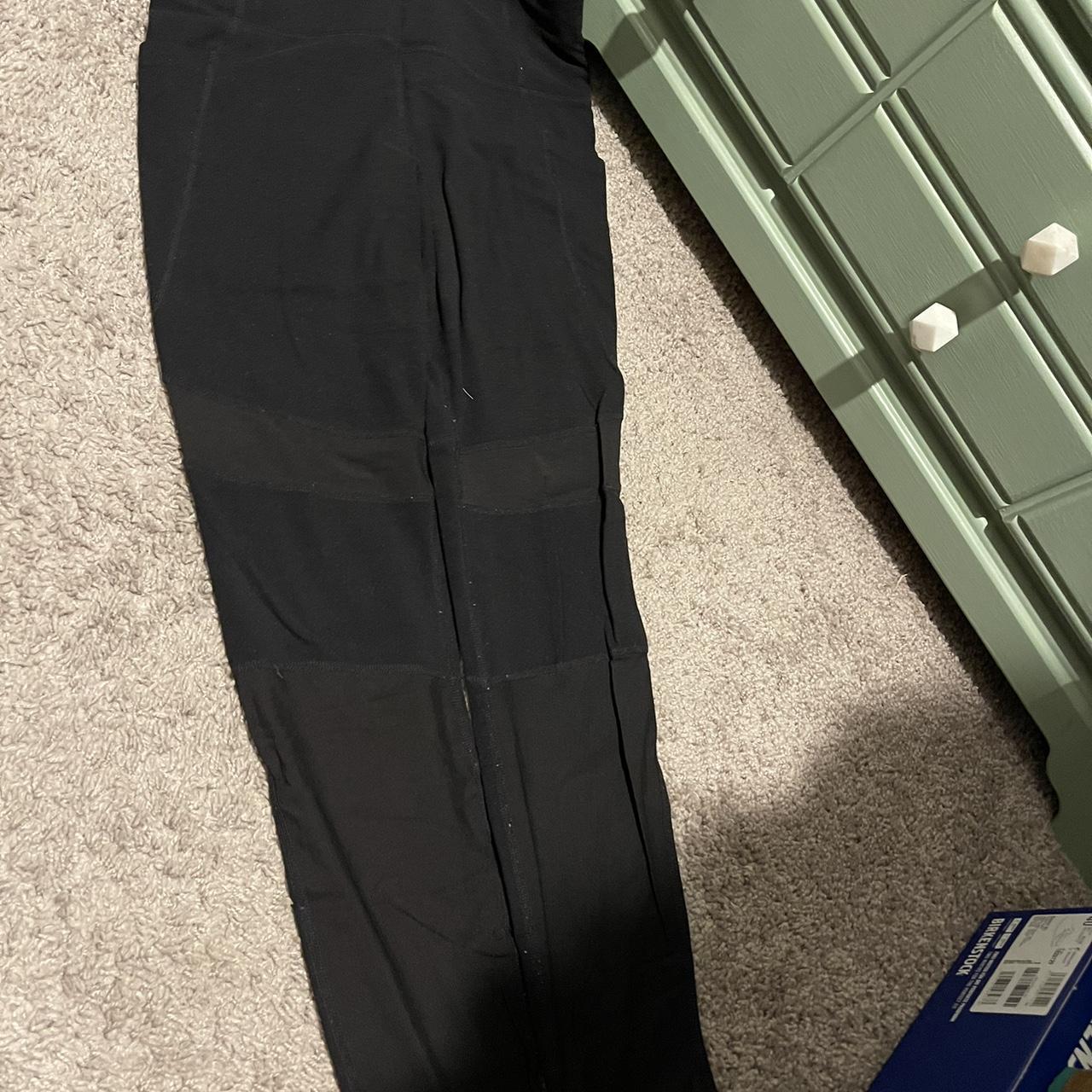 Black full length athleta leggings with mesh detail.... Depop