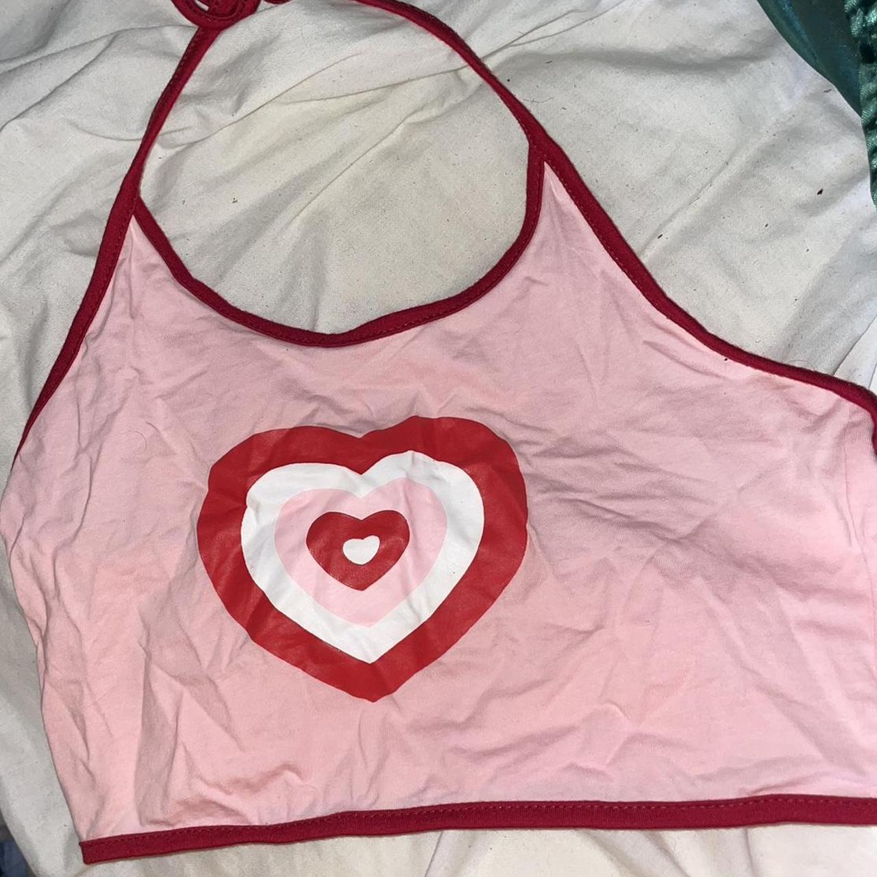 Pink heart halter neck top Size small Never worn - Depop
