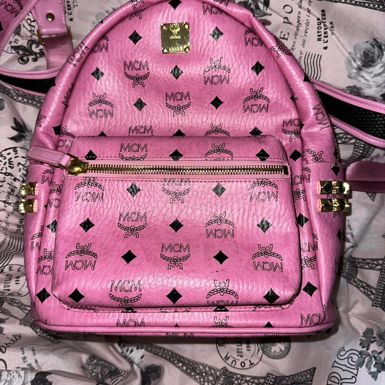 Mcm small hotsell pink backpack